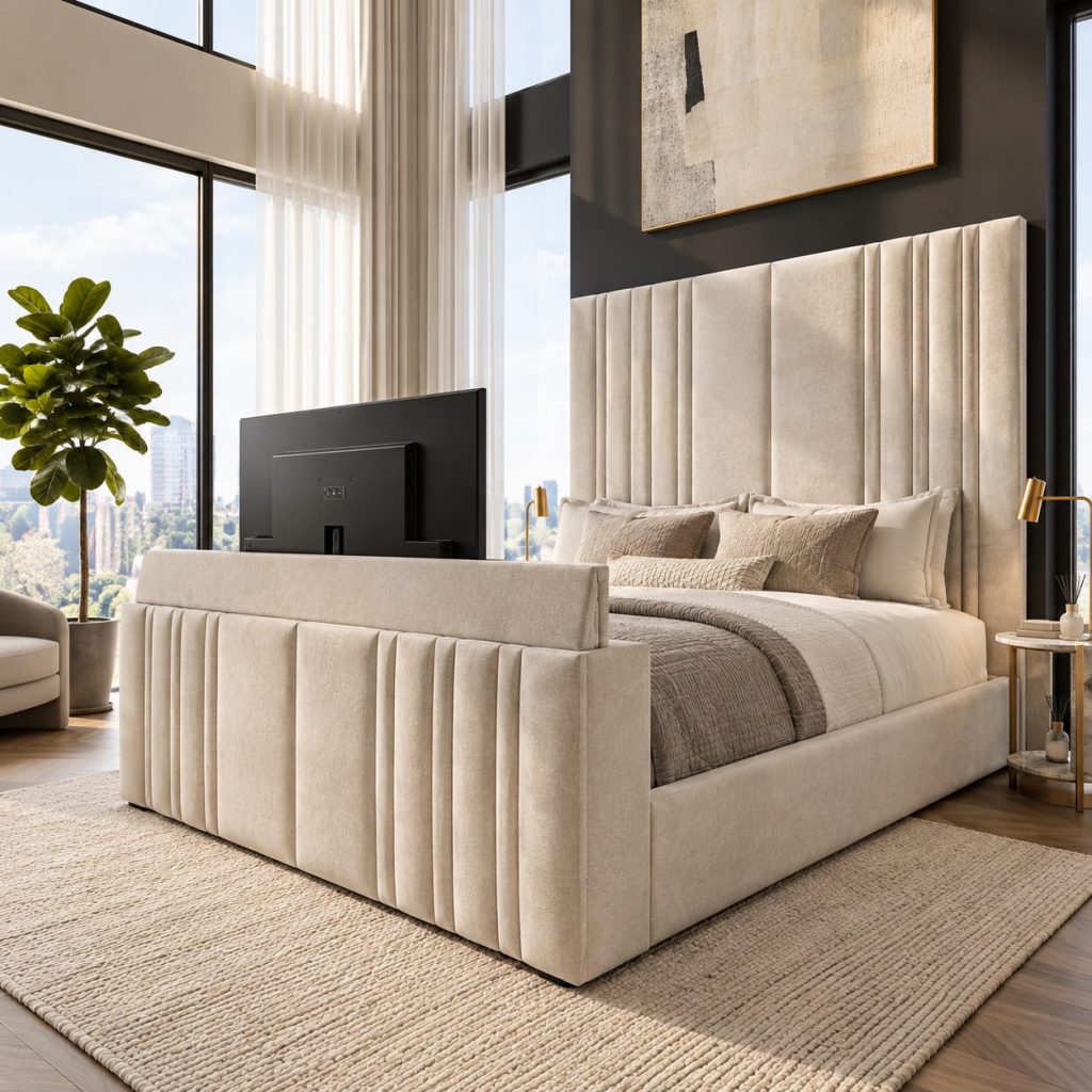 2026 Bedflix® Davinci TV Bed frame (2 Piece Headboard)
