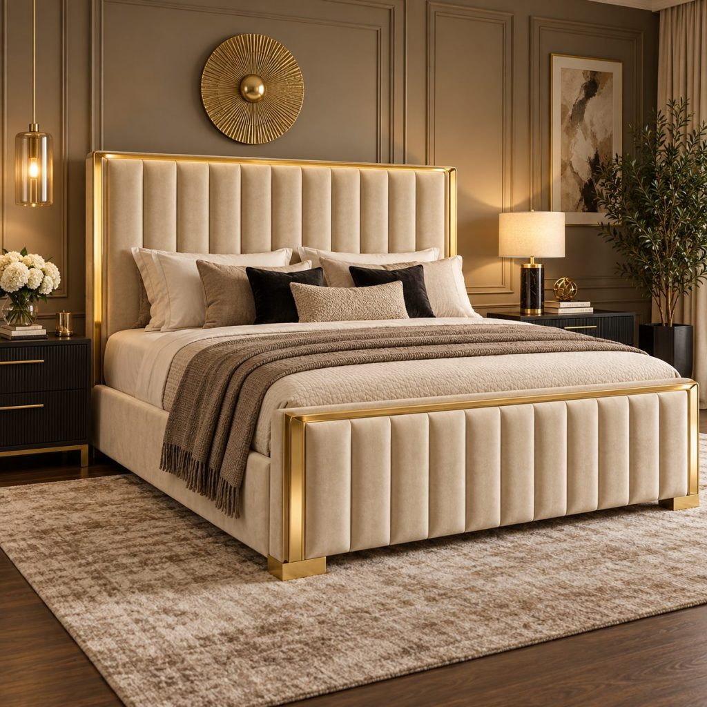 Aurelia Bed with Gold Trim