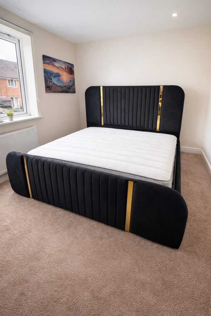 Gold Stripe Scarlet Bed