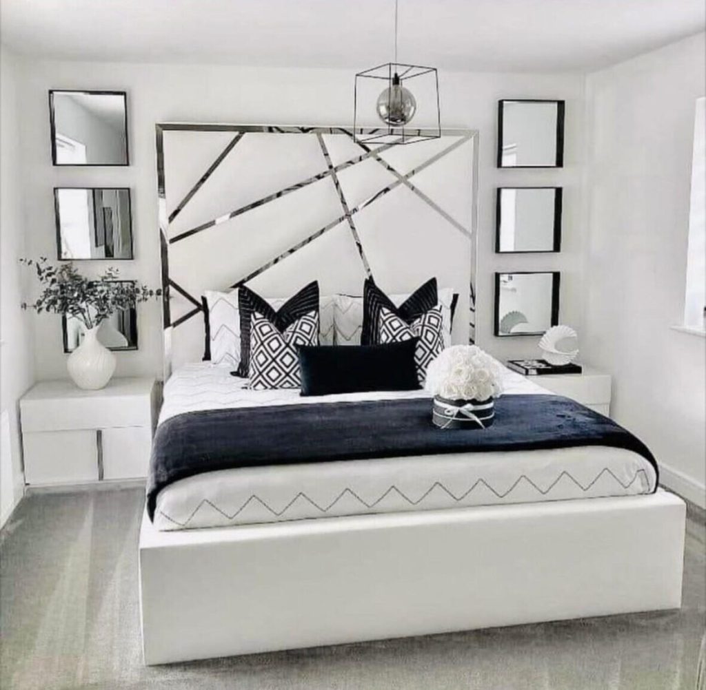Luxury Silver/gold Stripe Bed