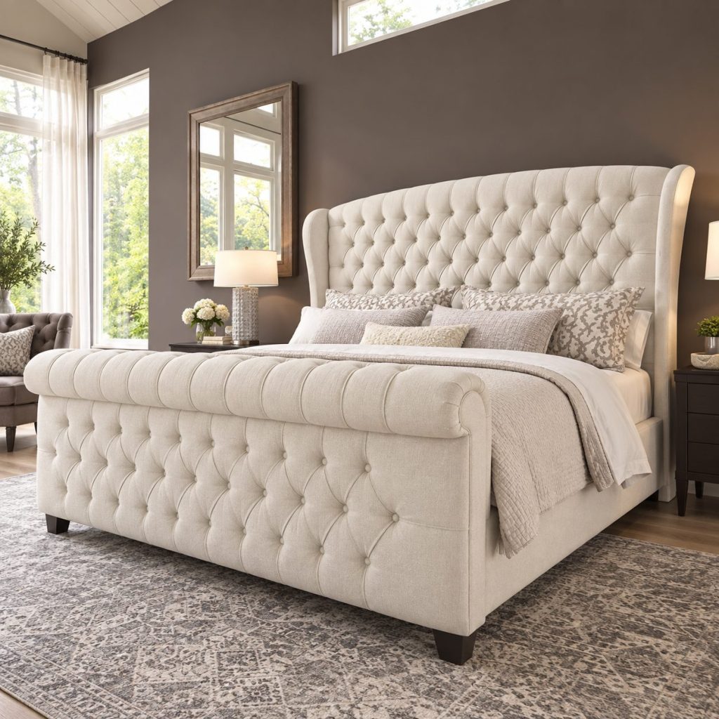 Luxury Tulip Wing Sleigh Bed
