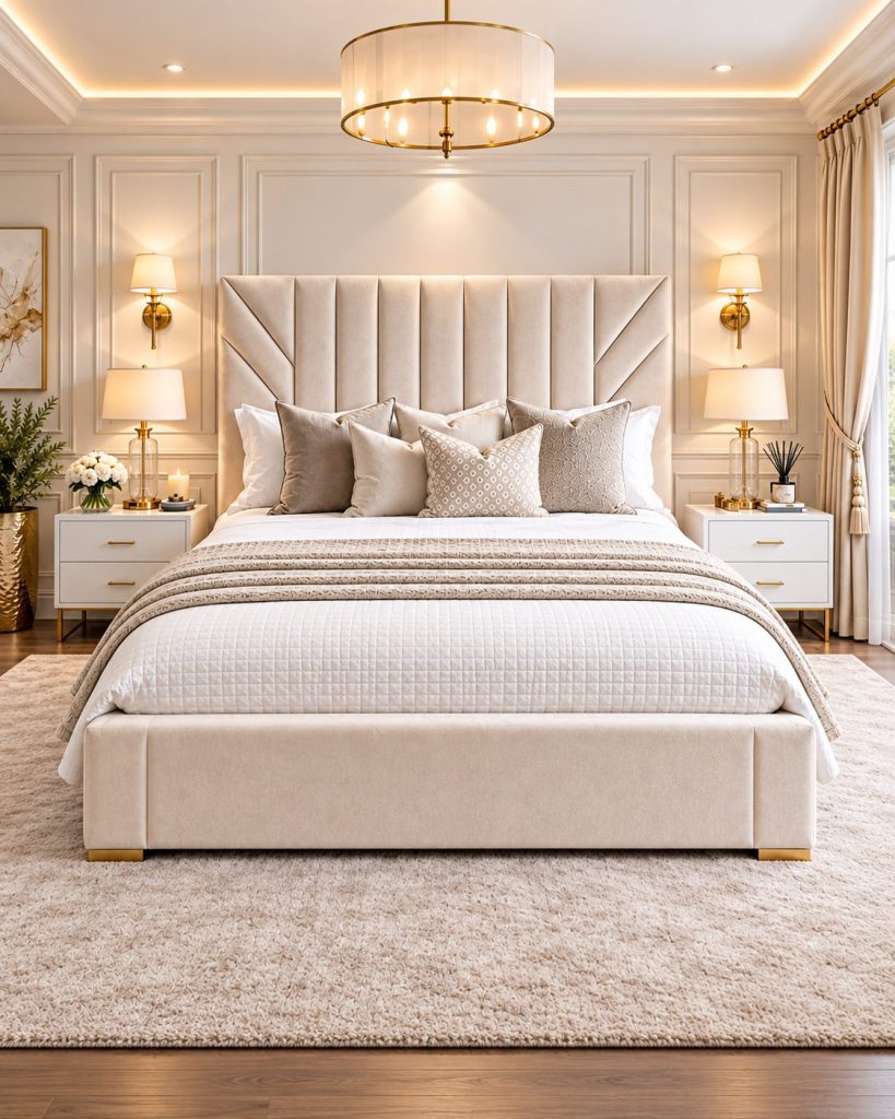 Luxury Upholstered Plush Velvet Bed Frame