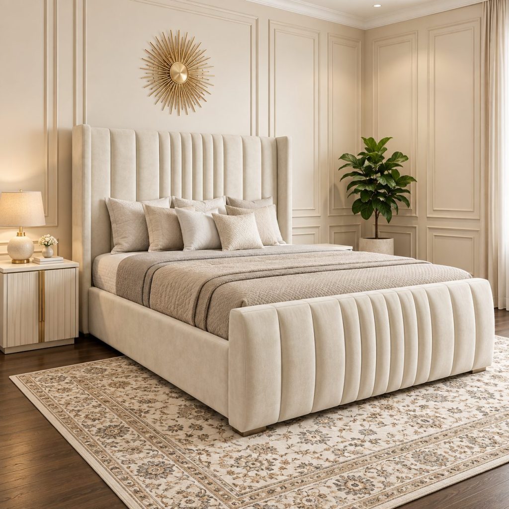 Winged Bellagio Upholstered Bed
